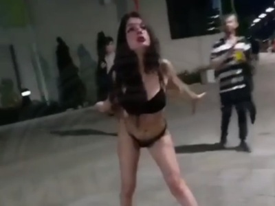 Drunk Russian Older woman decides to put on a Show half Naked