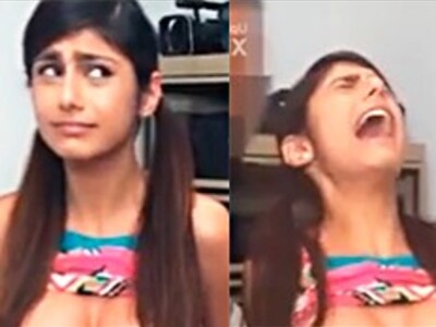 Mia Khalifa's cries very loudly and in pain.