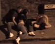 Guy is caught on camera fingering his girlfriend while her drunk friend pukes in the street