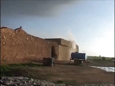 ISIS Fighter Literally Blown out of a Building like a Rag Doll