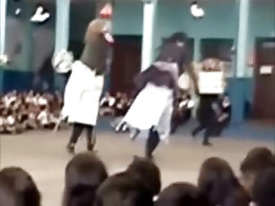 Terror at the School..Watch this School Demonstration..Fireworks on your Head Just Dont Go Well...