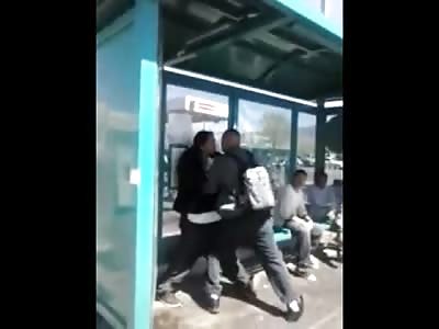 Man Trying to Fight Back at Bus Stop gets Clubbed into Jelly at a Bus Stop 