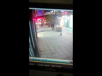 CCTV Catches man's Bouncing on Pavement after Falling to his Death in Suicide