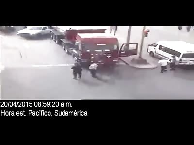 Horrific Accident Shows Woman Crushed Underneath Huge Red Truck (W/ Aftermath)