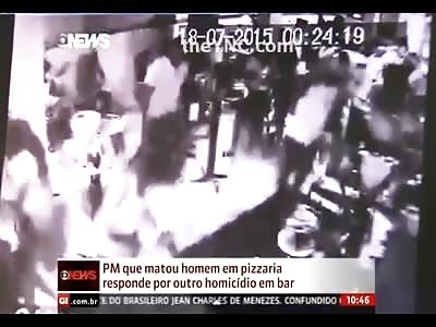 Man is Shot to Death in Front of his GF by Off Duty Cop inside Pizzeria (man in White Shirt  