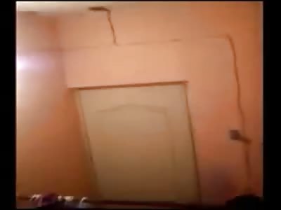 Smiling Woman is Filmed Having Sex in the Bathroom by Some Pervert Family Member