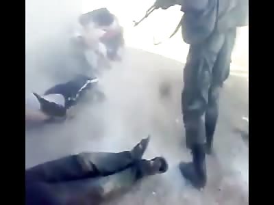 Six Men Tied up Facing a Wall and Executed with a Ton of Machine Gun Fire