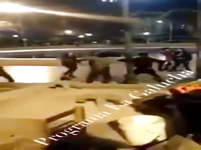 Skaters cowadly beat a guy while his girl tries to protect him