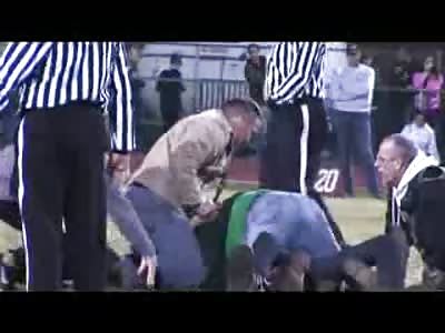 When Dads Attack....Father at Football Game takes out Drunk Moron who Wanders onto the Field 