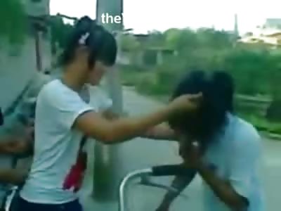 Nasty Asian Girls Brutalize a Shy Timid Victim who does not Want to Fight