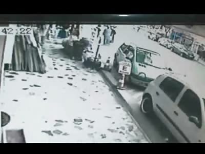 3 Old Women end up Underneath Car on the Side of the Street (Watch Top of Screen)