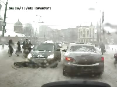 Dumbest Girl in all of Mother Russia Nailed by Car