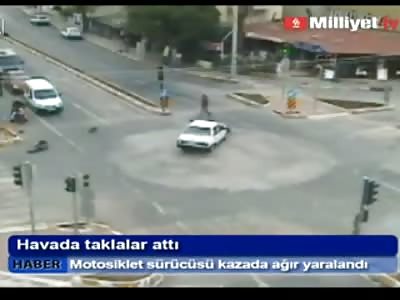 Motorcycle Moron Dead in Turkey from head on Collision