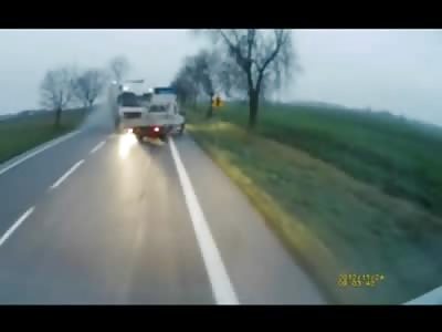 CRAZY: 18 Wheeler Blown out Tire Causes Absolutely Brutal Fatal Head on Crash