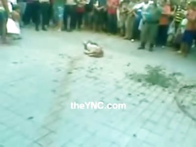 Womans Brains Smeared on the Sidewalk after her Suicide in Public