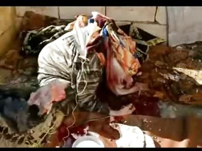 BRUTAL: Poor Woman Eating Has her Head Blown off by Bomb Shrapnel from Assad Forces