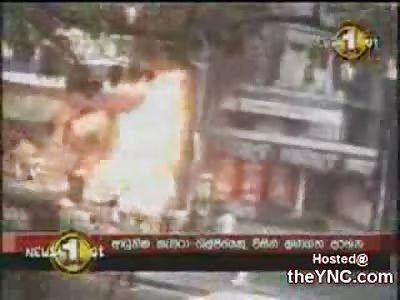 Man burning Alive after a Bomb Blast