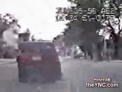Unlucky Pedestrian gets hit by a Car then Run Over by a Police Cruiser