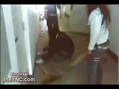 Asian Gangster Girls beat a Helpless Female with a Broom and kicks to the Head
