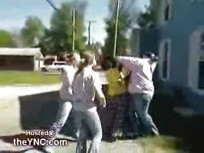 Fat Girl cant get Up and gets Beat Up by Everyone