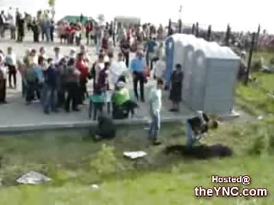 Russian Gangsters Brutally Beat 2 Kids by a Porta Potty