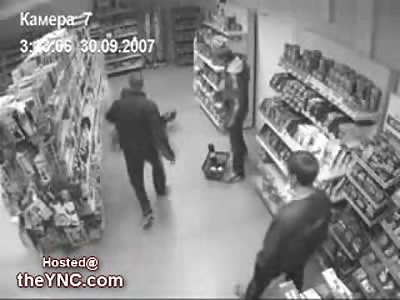 Russian Kid beats the shit out of someone at the Supermarket