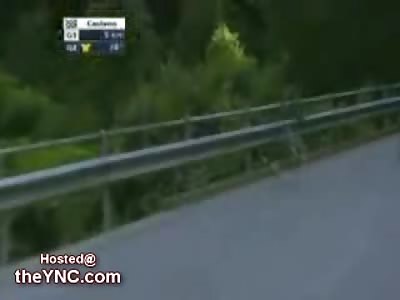 Cyclist in Switzerland drives his Bike right off a Bridge during a Race