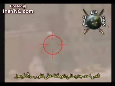 Sniper Attack hits an Iraqi Soldier directly  in the Neck