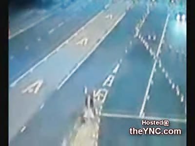 Trucker in China fails to see a Biker and Runs him Over