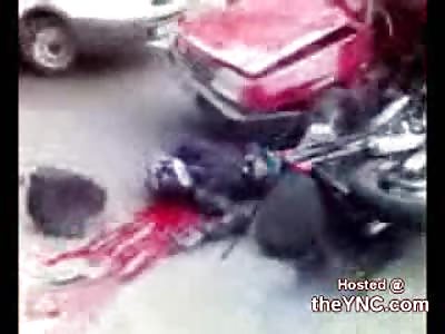 Gory Aftermath of Guy on a Motorcycle Killed Horrifically in Accident