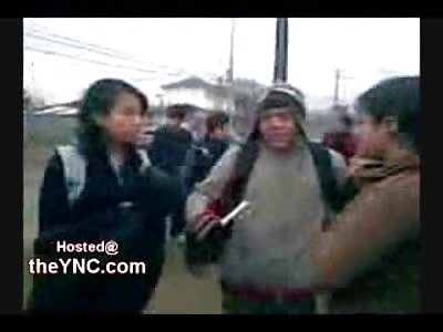Girl learns the Hard Way why NOT to Start a Fight with your Hands in your Jacket