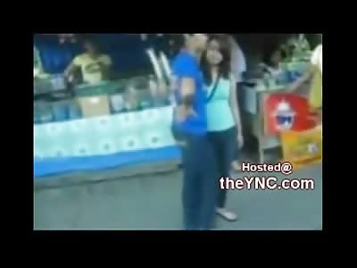 Surprise Roundhouse Kick in Cute Girl Fight