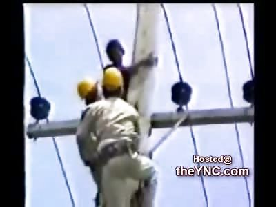 Rescue Worker Attempting to Help Suicidal Kid is Fried on the Power Lines