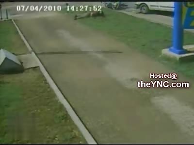 Fatal Motorcycle Crash (Shadow of Biker) caught on Street CCTV (Watch Top of Screen Slo Mo Added)