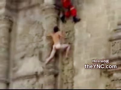 Naked Suicidal Rescue From Wall Ends Horribly