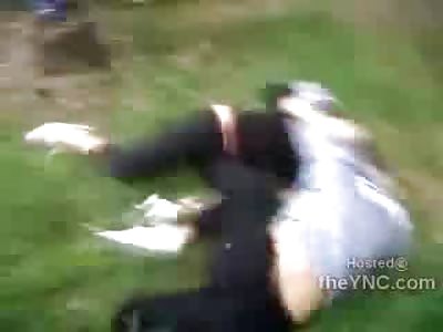 Very Attractive Blonde gets Beaten with a Stick and then her Boyfriend calls her a Slut after the Fight