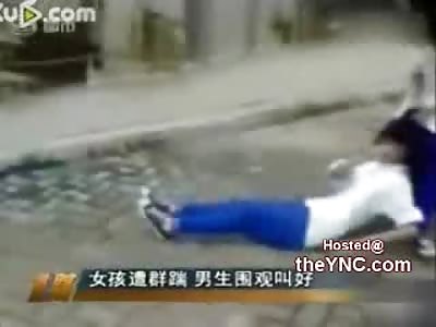 VIOLENT: Chinese Girls Beat the Hell out of Girl with Multiple Kicks to the Head