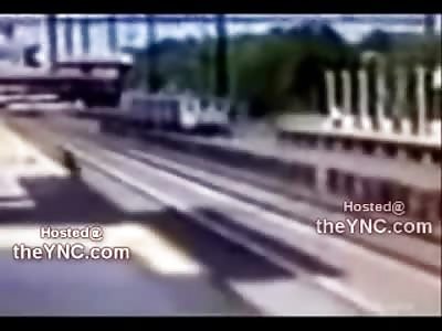 Caught on Camera: Female Suicide by  Amtrak Acela Train in NJ (Slow Motion at End of Video)