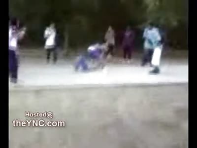 Enough is Enough...Poor Brunette gets er Ass Beat by 2 Different Girls
