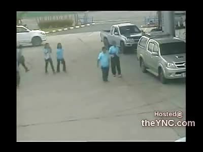 Man Executed Point BLank at Gas Station in Thailand