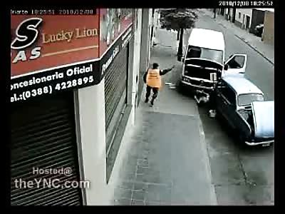 Complete Moron Runs Himself Over with his Van