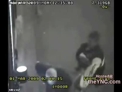 Big Bad Bouncer uses Metal Pole and still gets his Ass Kicked by Thugs Outside Club