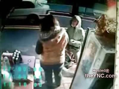 Chinese Woman Eating Roadside Chinese Food is Run Over by Car
