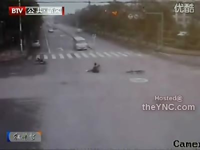 TRIFECTA:  Amazing Crazy Chinese Driver Hits 3 People in 3 Different Locations