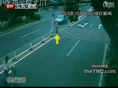 Man Strolling in Traffic gets Hit and his Shoe Flies at the Camera