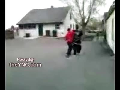 Fat Kid in Black gets a BRUTAL Ass Kicking and a Kick to the Head