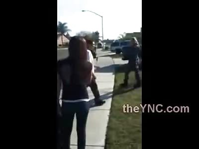 Trashy Mom gets Right in the Mix of Fight with her Son until a Passer By Stops It