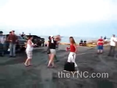 Kid swings on Female Attacking his Girlfriend