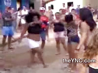 Brazilian Girls get Sweaty, Dirty and Half Naked in Street Fight