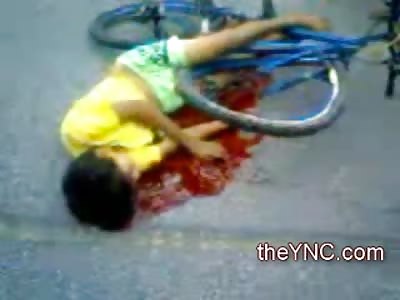Kid lying in his Own Blood Agonal  Breathing before Death